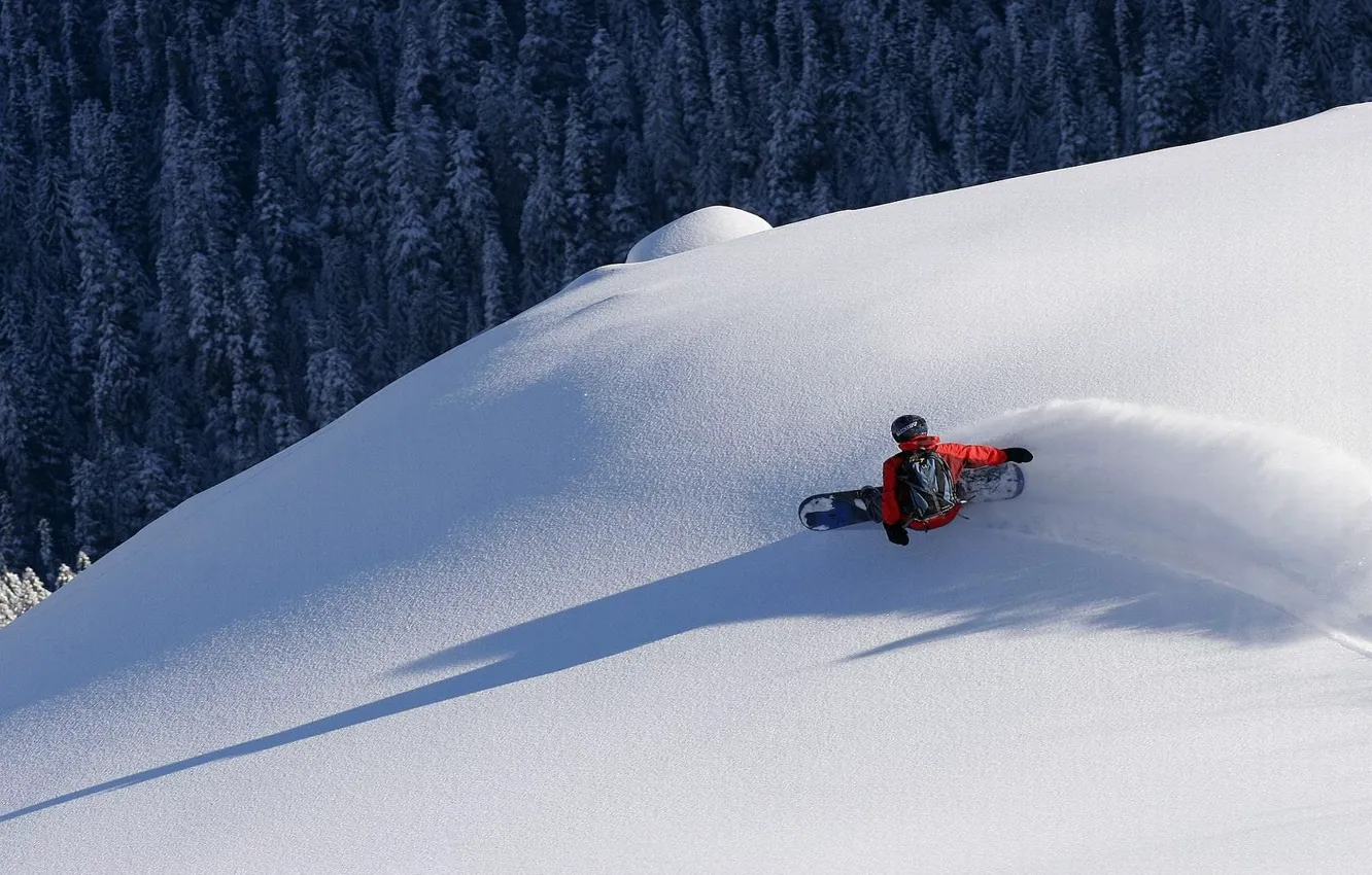 Photo wallpaper snow, Board, slope, extreme