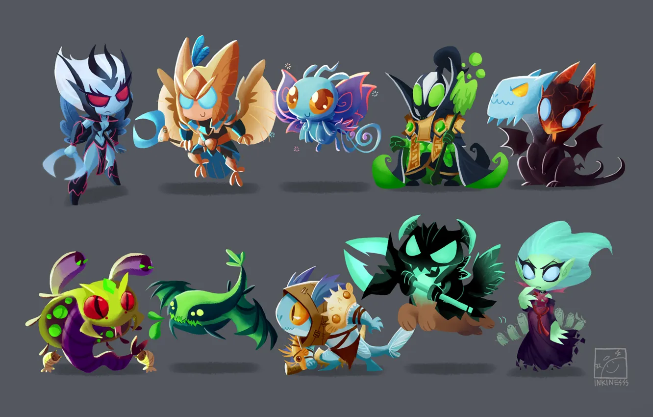 Photo wallpaper Viper, Vengeful Spirit, Puck, Rubick, Venomancer, Slark, OutworldDevourer, Jakiro