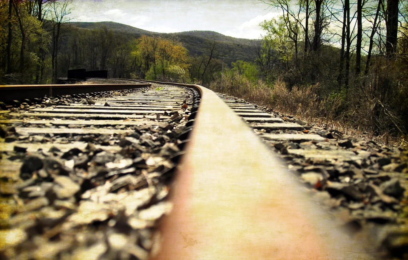 Photo wallpaper landscape, style, railroad