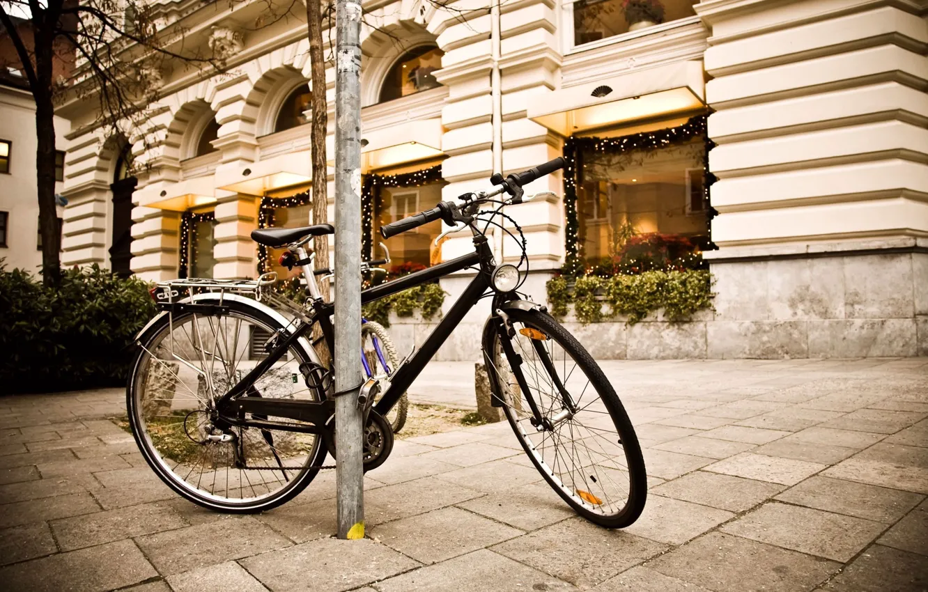 Photo wallpaper bicycle, photography, street, lightining
