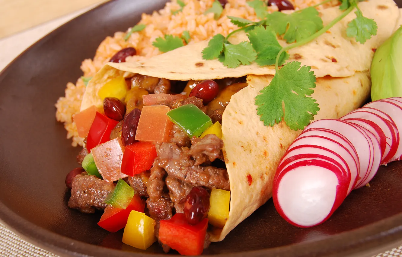 Photo wallpaper food, rice, burrito