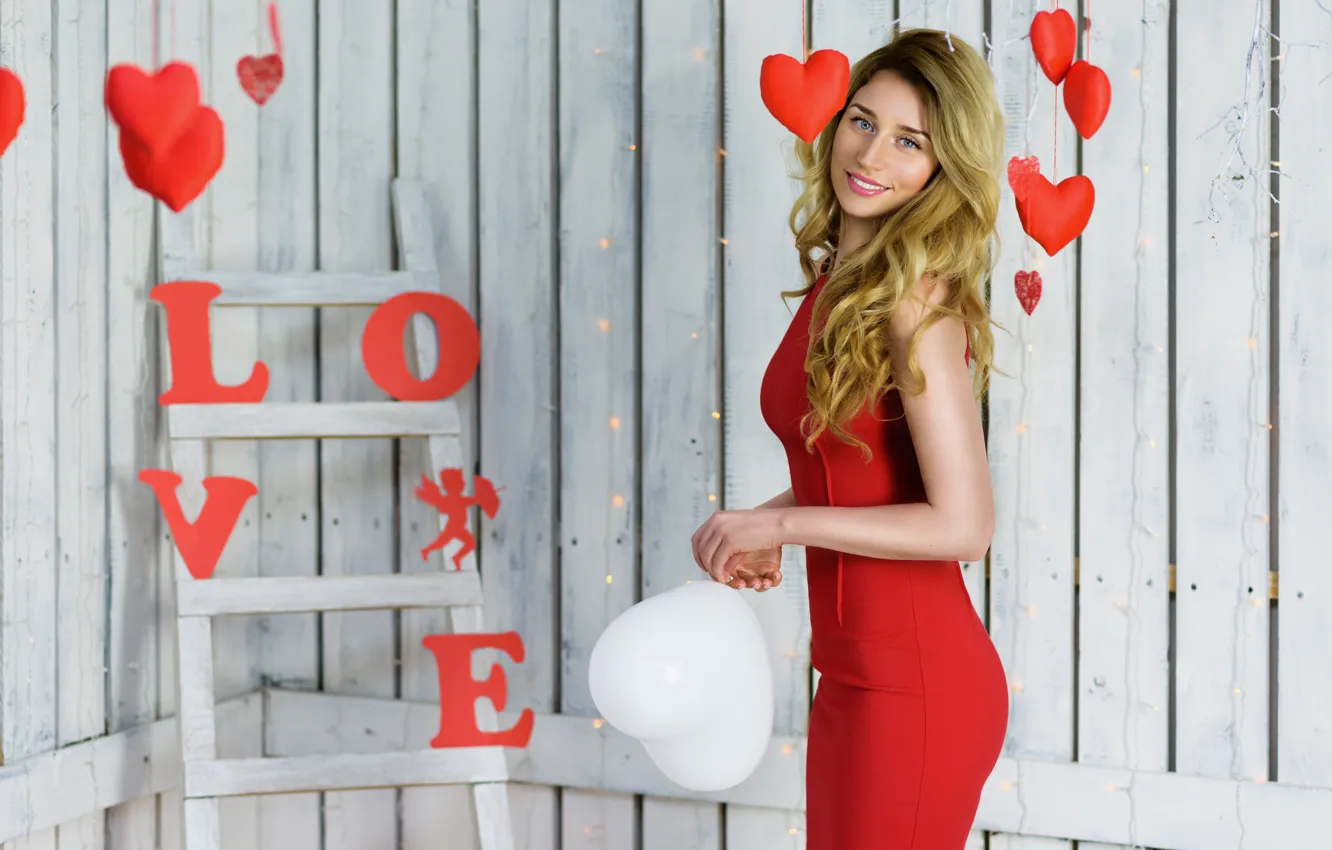 Photo wallpaper girl, love, hearts, love