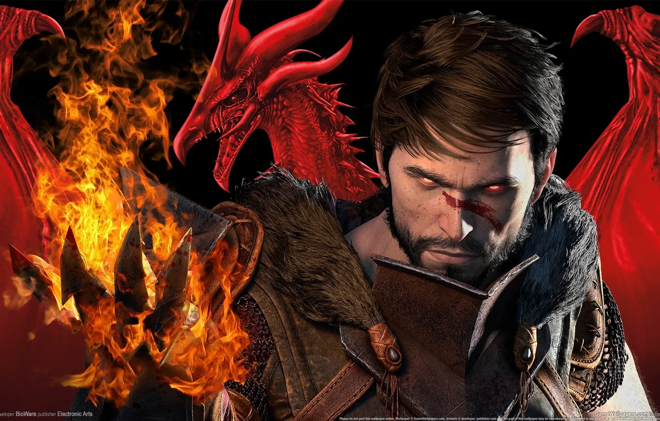 Photo wallpaper flame, Dragon Age 2, Dragon Age 2, bioware