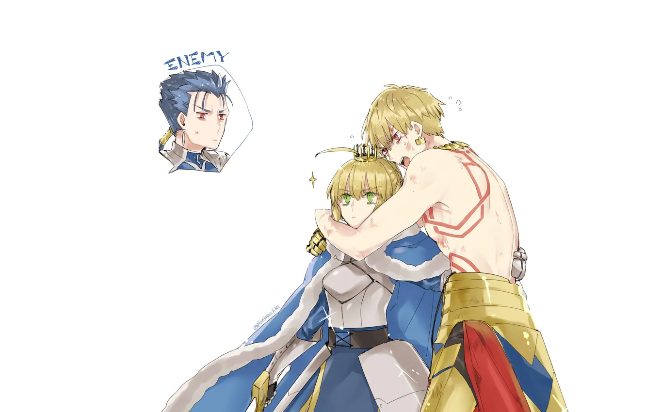 Photo wallpaper two, Lancer, Gilgamesh, the saber, Fate / Grand Order, The destiny of a great campaign