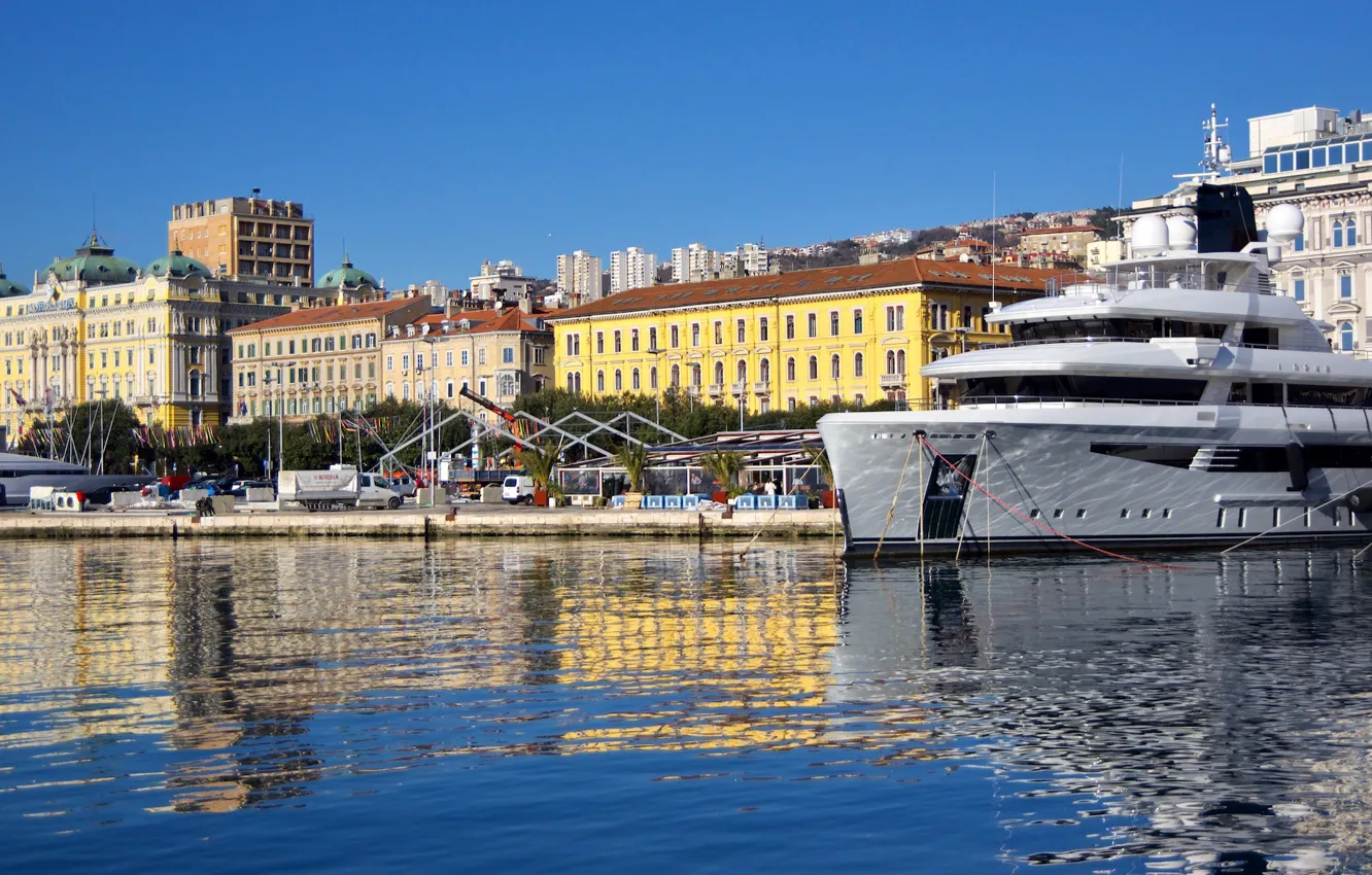 Photo wallpaper sea, home, boat, Croatia, Rijeka