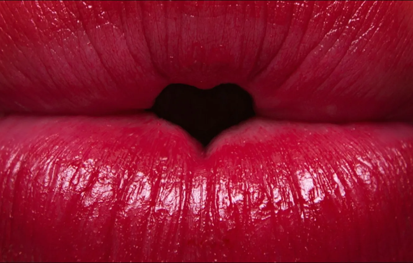 Photo wallpaper lipstick, lips, heart