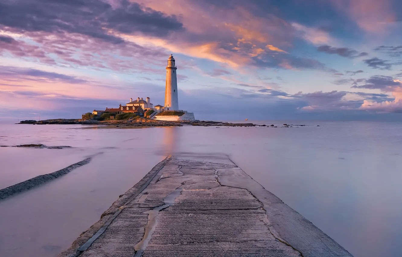 Photo wallpaper landscape, St Mary's Lighthouse, Whitley Bay