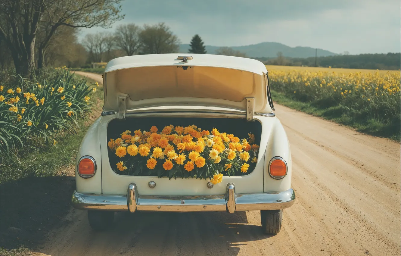 Photo wallpaper summer, flowers, retro, chamomile, spring, summer, sunshine, blossom