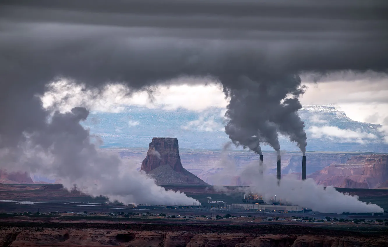 Photo wallpaper smoke, pipe, ecology, apocalypse