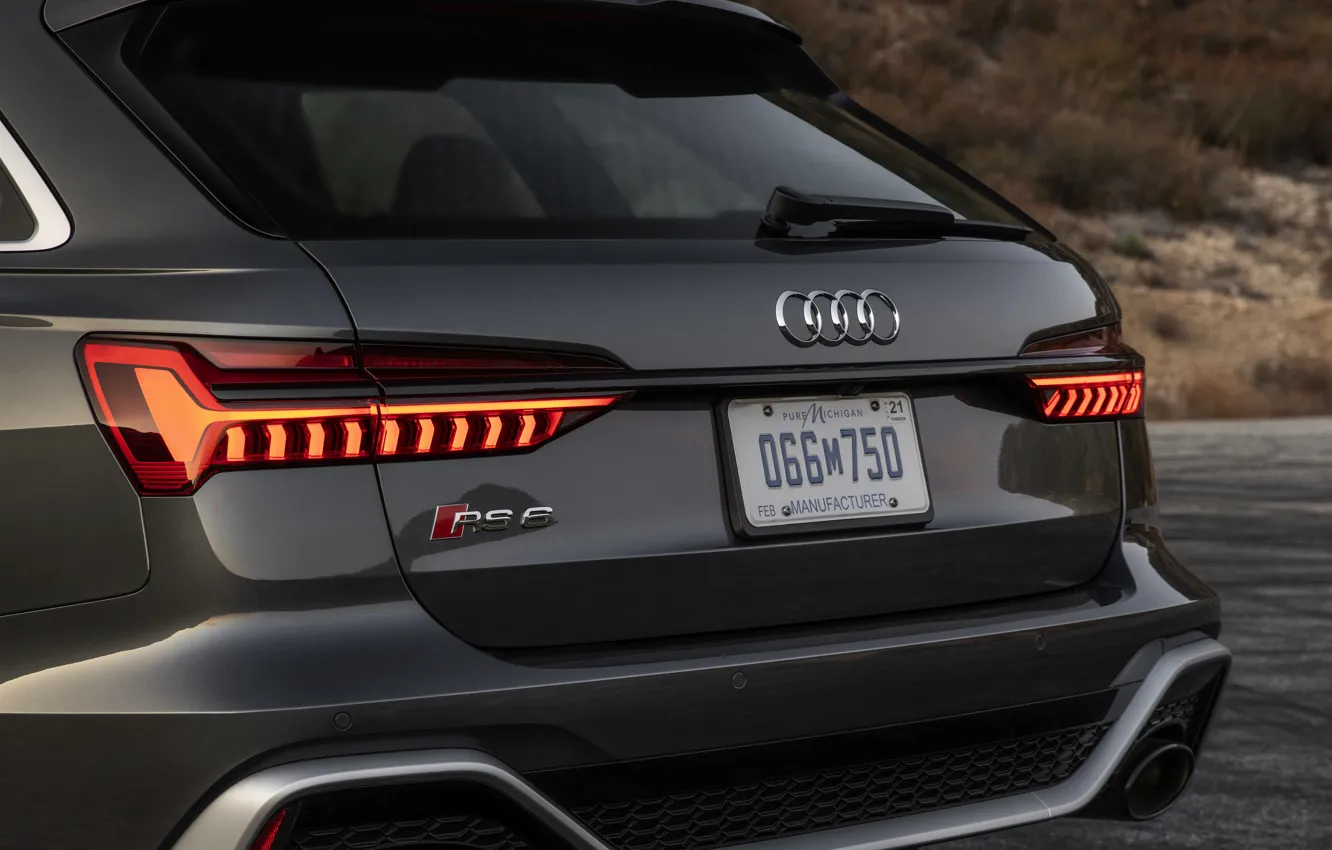 Photo wallpaper Audi, universal, tail lights, feed, RS 6, 2020, 2019, dark gray