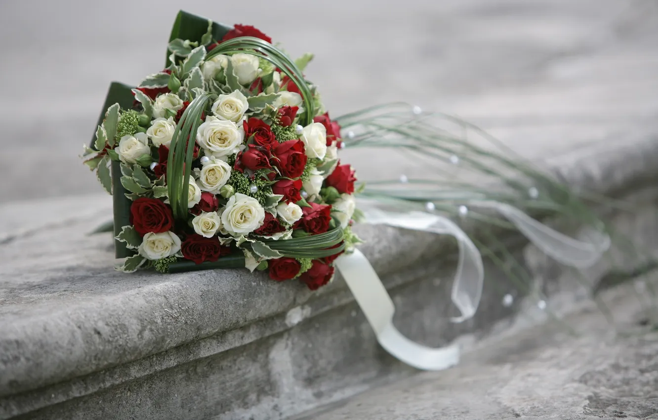 Photo wallpaper stone, bouquet, stage, wedding