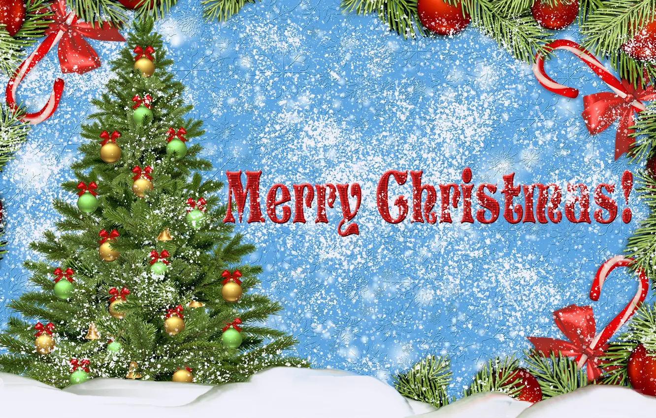 Photo wallpaper Choinka, Bombki, Graphics, Christmas
