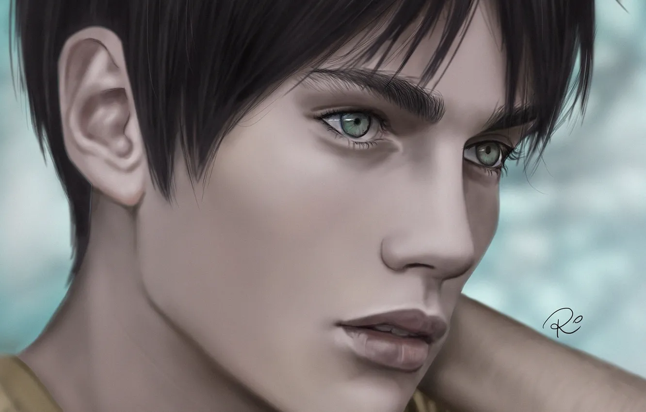 Photo wallpaper look, figure, portrait, guy, Shingeki no Kyojin, Attack Of The Titans, Eren Yeager, by redwarrior3