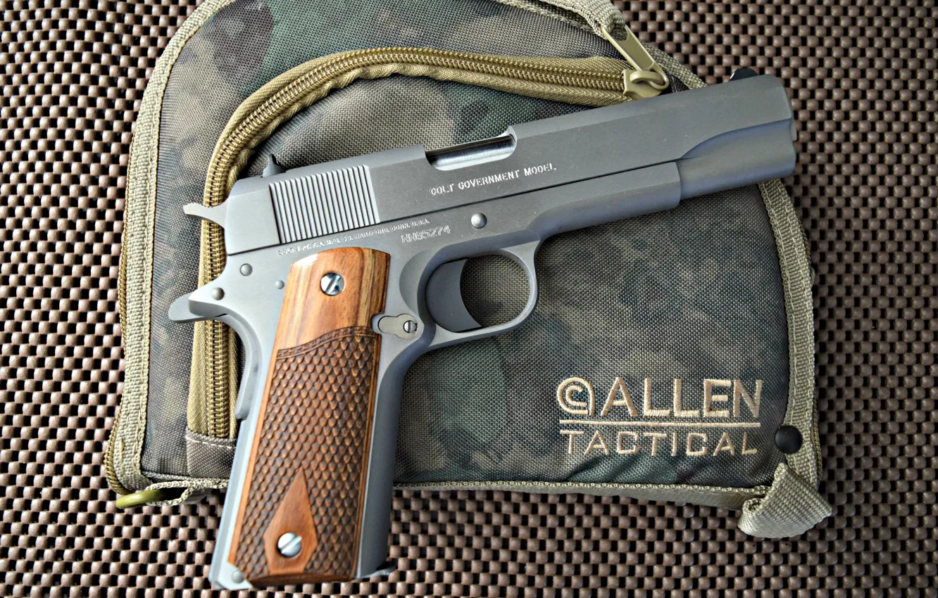 Photo wallpaper gun, background, 9mm, Colt