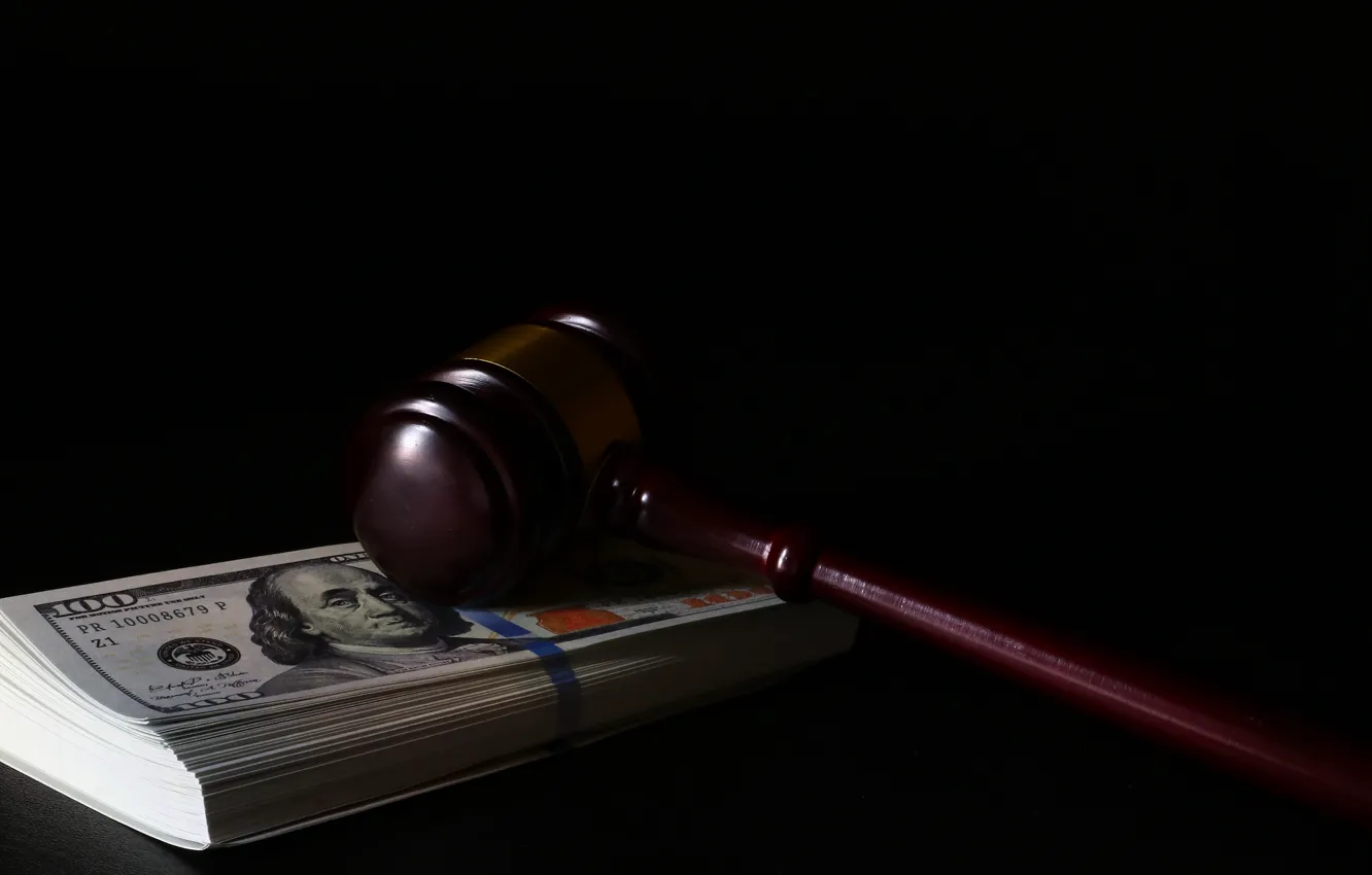 Photo wallpaper background, money, hammer, dollars