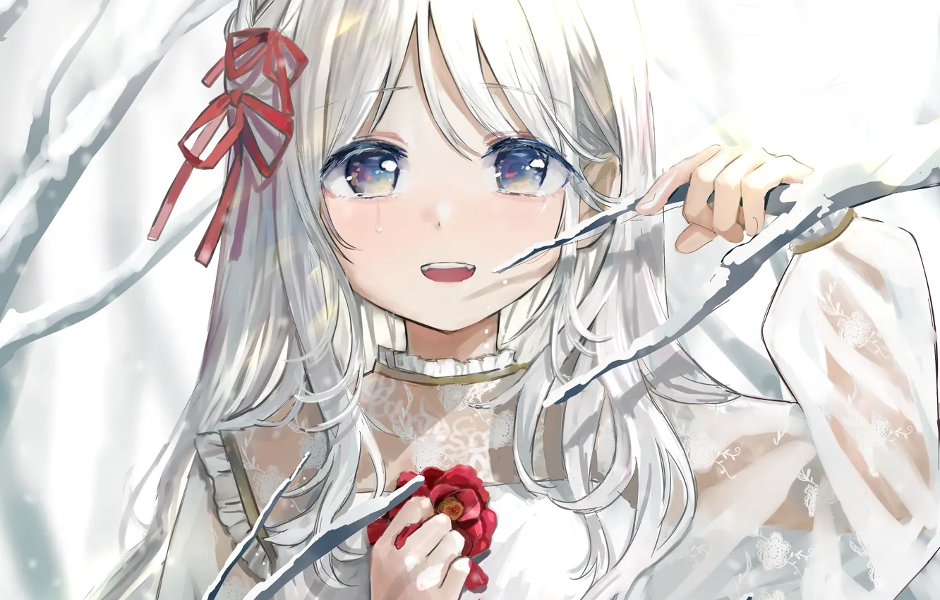 Photo wallpaper smile, anime, art, girl