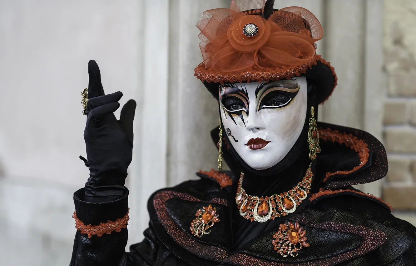 Photo wallpaper girl, decoration, style, mask, Italy, costume, Venice, outfit