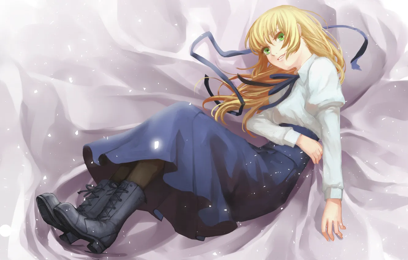 Photo wallpaper girl, fabric, lies, boots, the saber, Artoria Pendragon, Fate stay night, Fate / Stay Night