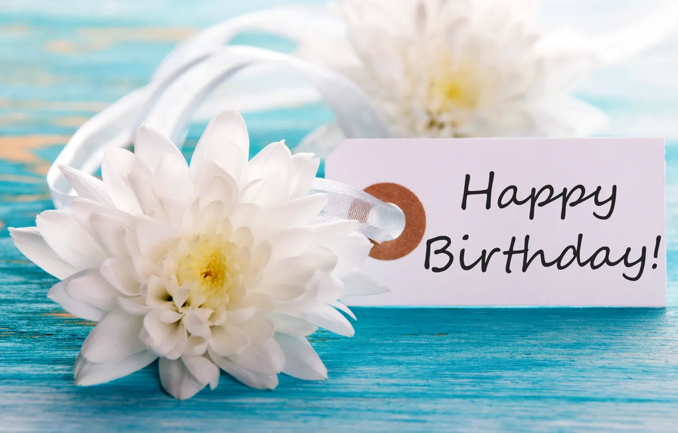 Photo wallpaper flowers, flowers, postcard, Happy, Birthday