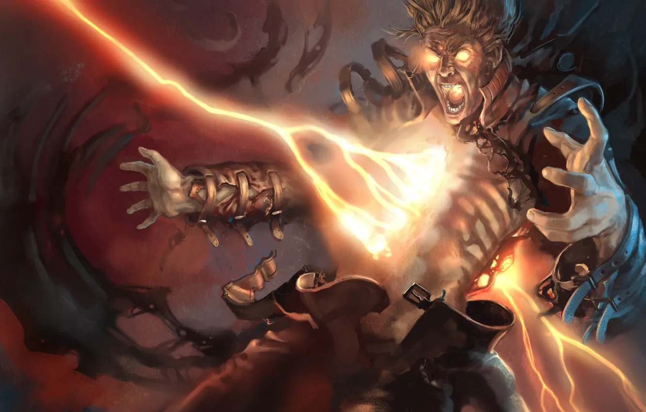 Photo wallpaper lightning, male, Creek, pierced