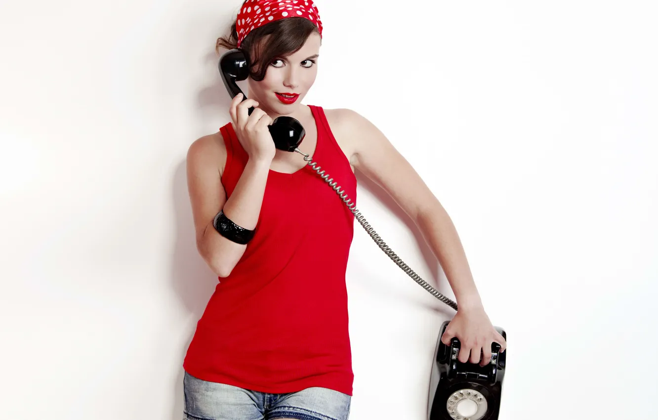 Photo wallpaper girl, retro, mood, modern, phone, beautiful, style, phone