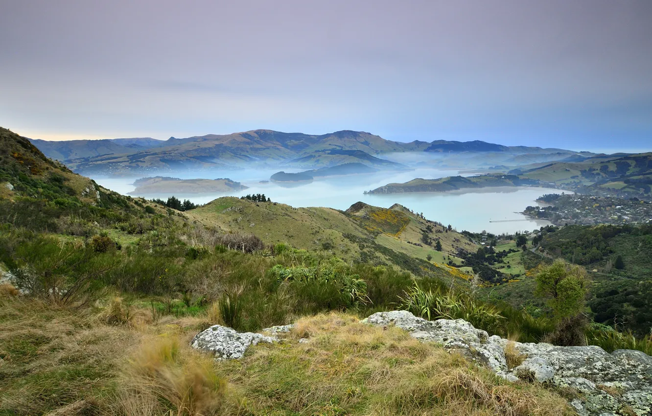 Photo wallpaper landscape, mountains, hills, New Zealand, New Zealand
