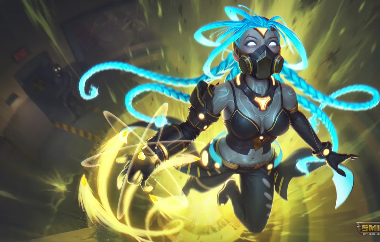 Photo wallpaper girl, magic, mask, Smite, NU WA