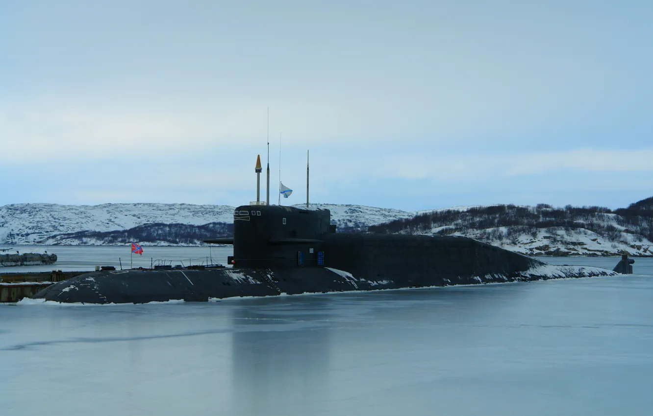 Photo wallpaper underwater, cruiser, atomic, rocket, Tula, project 667BDRM