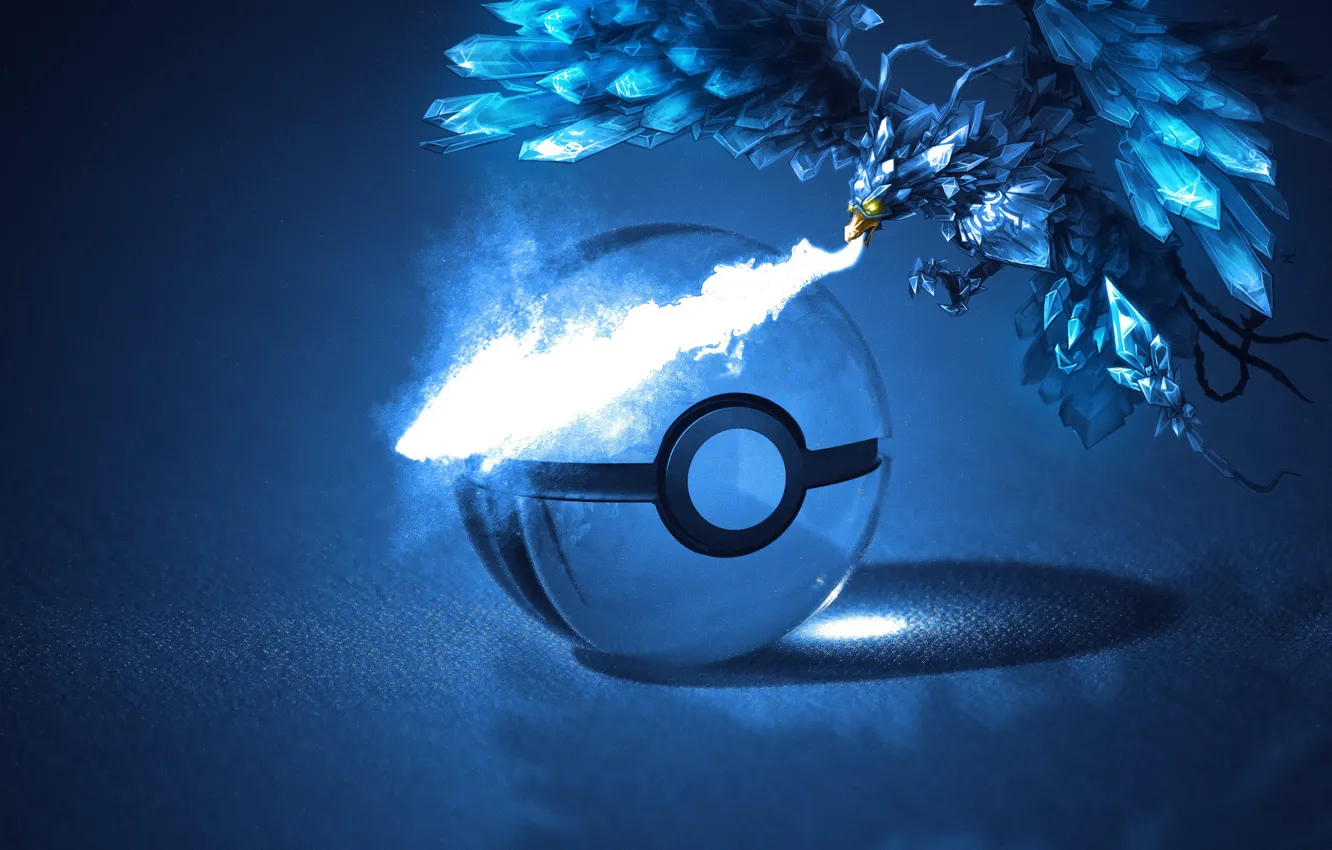 Photo wallpaper cold, ice, cold, pokemon, pokemon, pokeball, ice, pokebol