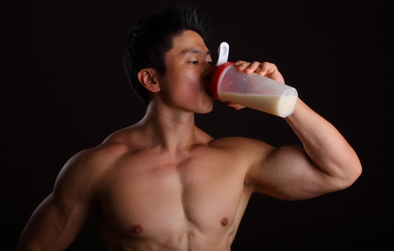 Photo wallpaper muscles, oriental, drinking, hydration fluid
