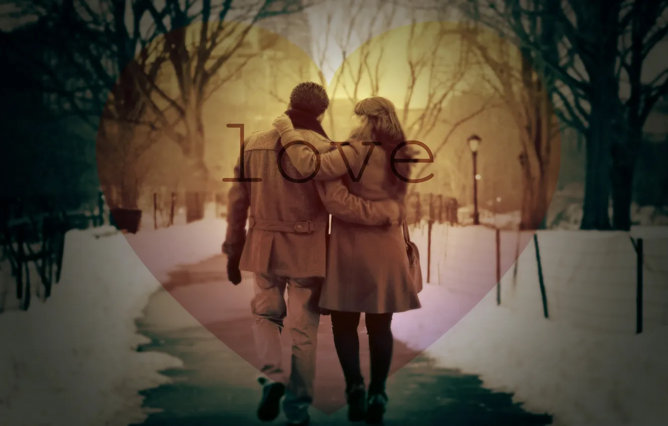 Photo wallpaper love, the city, Park, a girl with a man