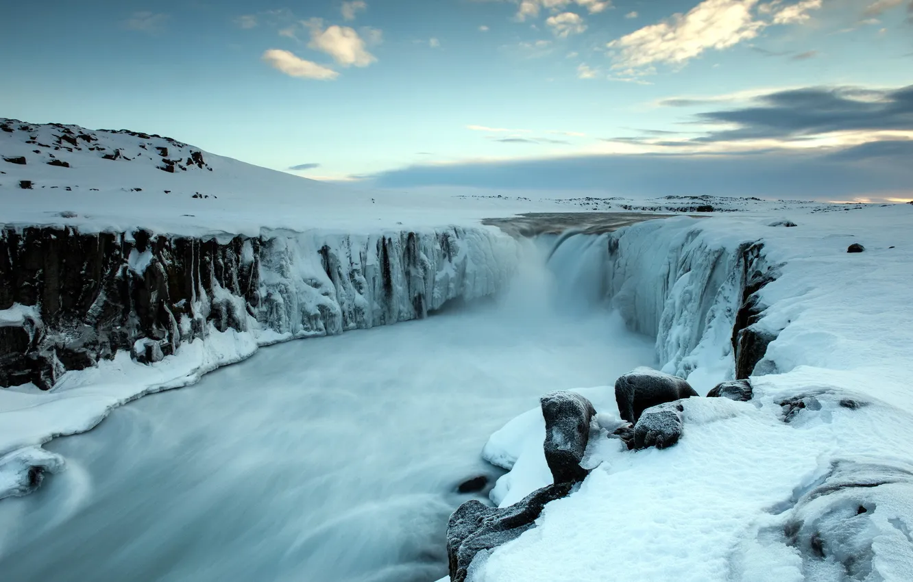 Photo wallpaper winter, snow, nature, river
