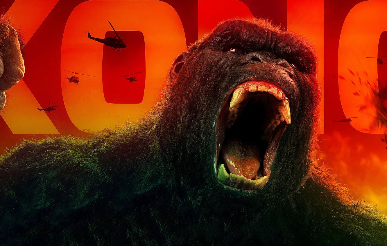 Photo wallpaper King Kong, cinema, movie, gorilla, film, strong, Kong, Kong: Skull Island