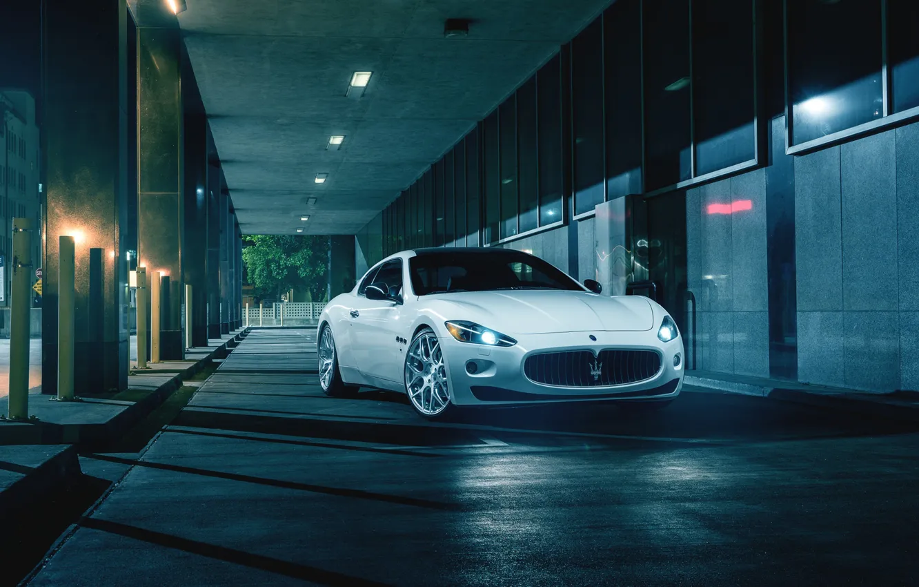 Photo wallpaper Maserati, Front, Night, Street, Supercar, Gran Turismo