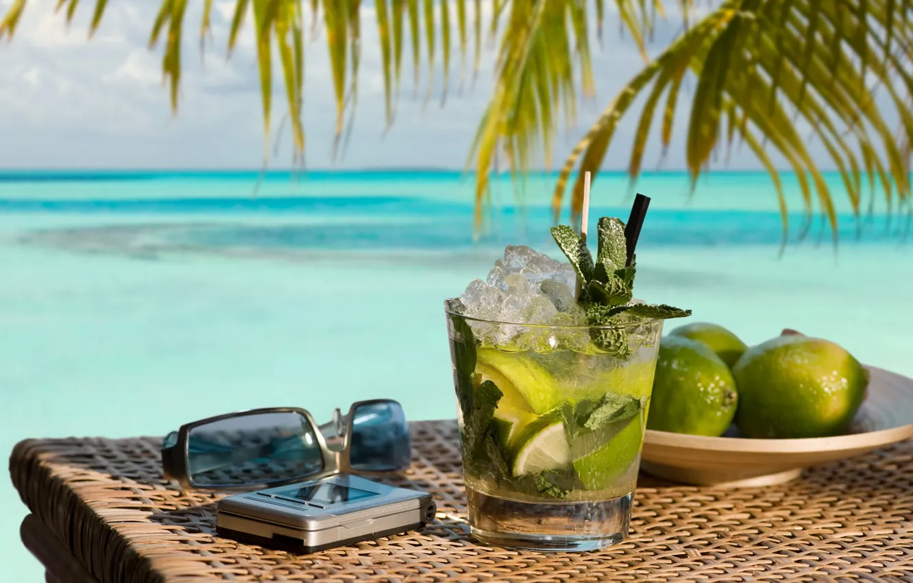 Photo wallpaper water, nature, the ocean, cocktail, lime, drink, ocean, nature