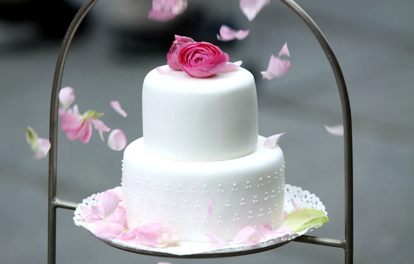 Photo wallpaper flowers, cake, tiers, Ranunculus, wedding