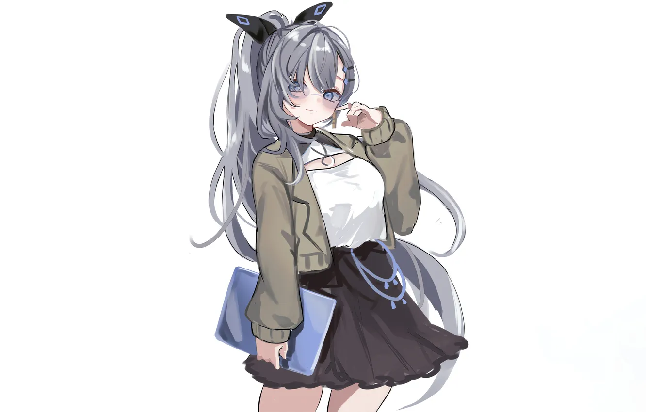 Photo wallpaper girl, long hair, anime, beautiful, ponytail, pretty, Girl Alone, solo