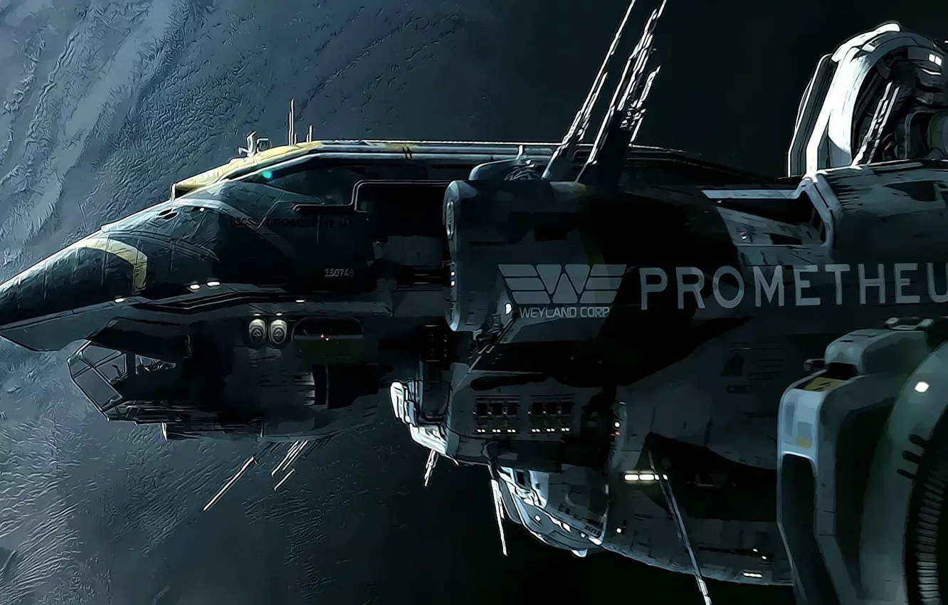 Photo wallpaper ship, art, space, starship, prometheus, Prometheus