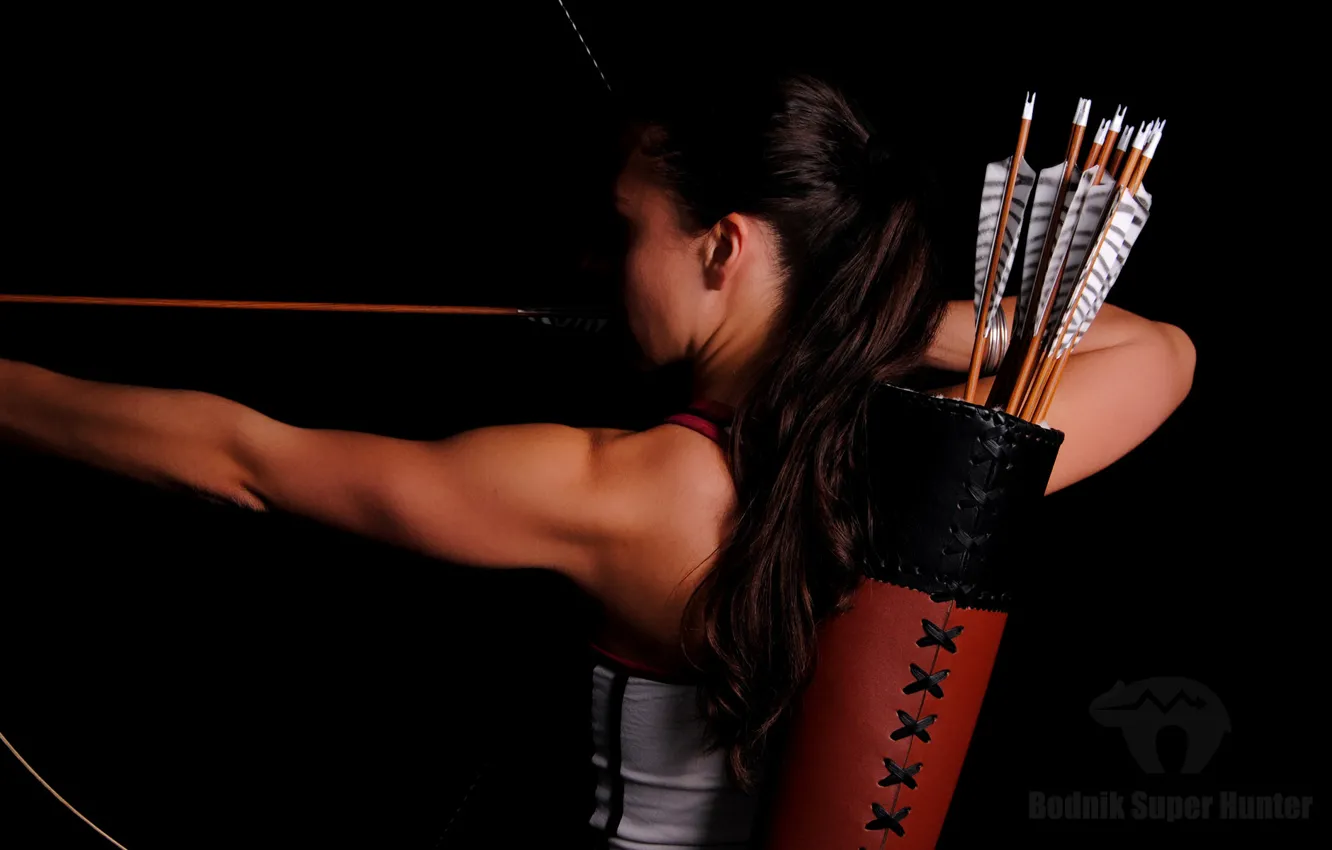 Photo wallpaper woman, pose, shooting, archery, practice, hunting, bow and arrow
