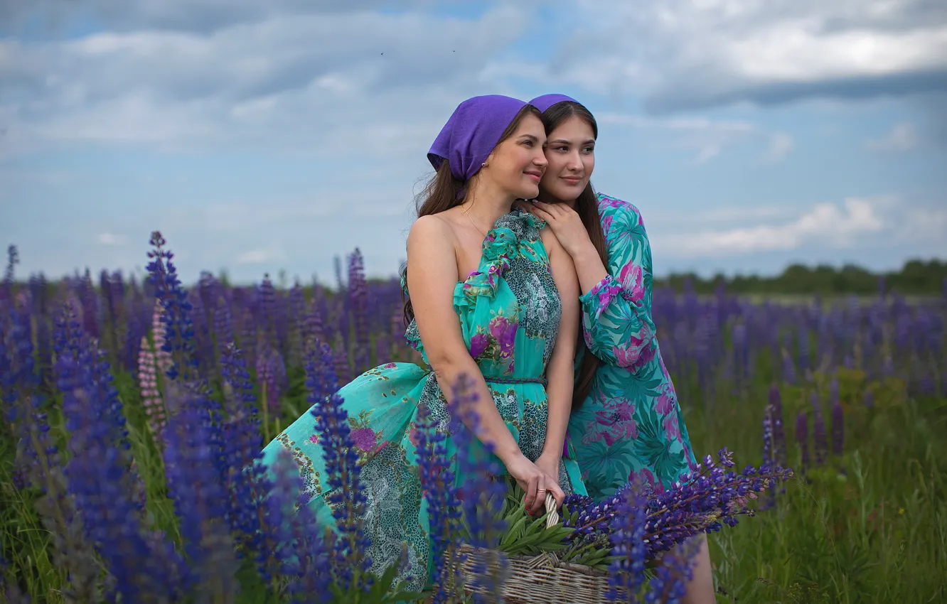 Photo wallpaper field, girl, flowers, Shepeleva Tatiana