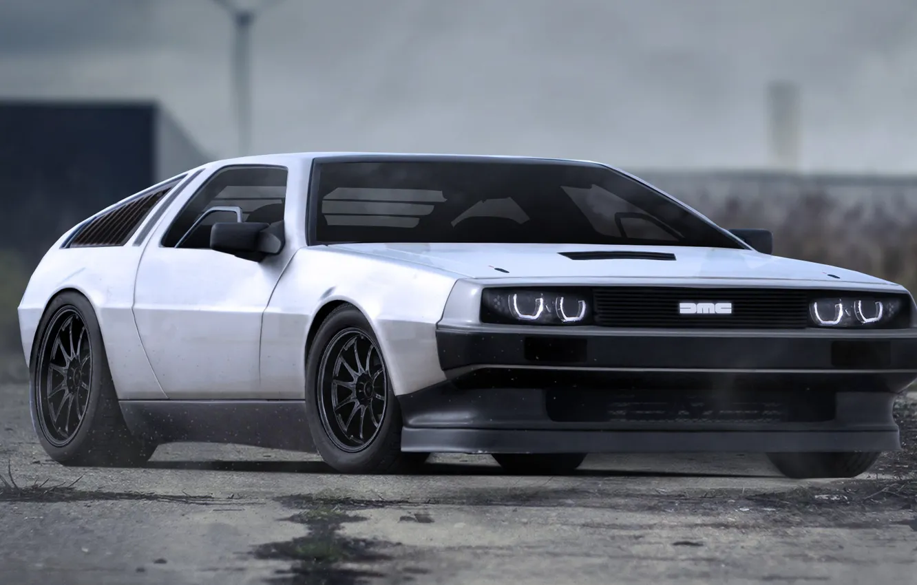 Photo wallpaper Auto, Machine, DeLorean DMC-12, Art, Rendering, Delorean, Transport & Vehicles, by Luke Dowding