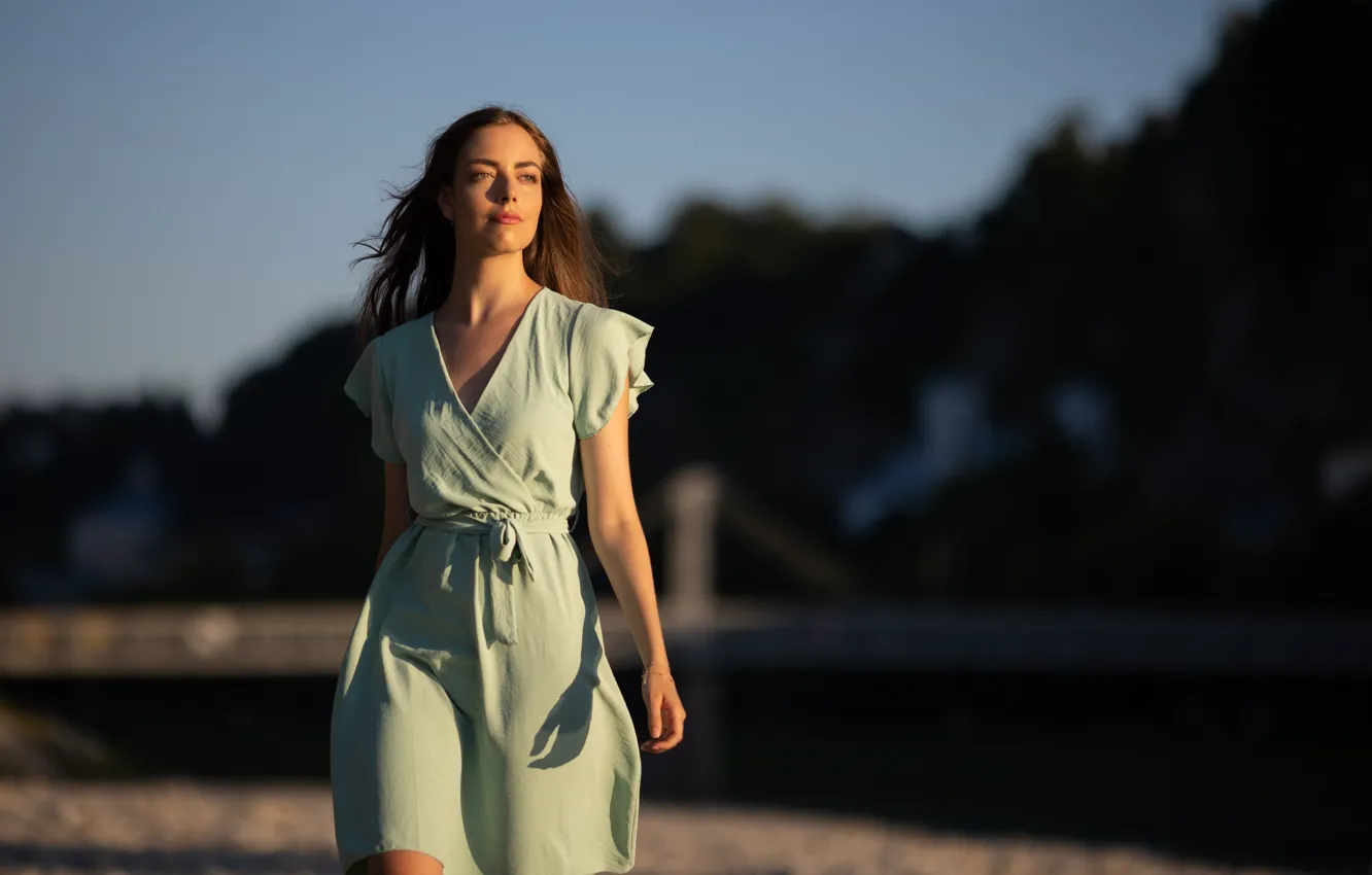 Photo wallpaper the sun, pose, model, portrait, makeup, figure, dress, hairstyle