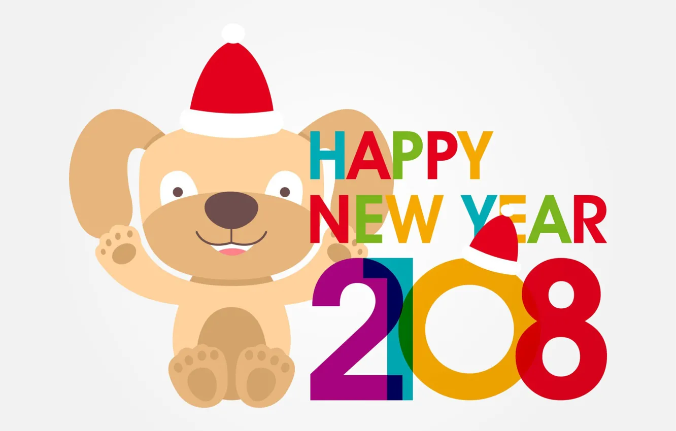 Photo wallpaper new year, dog, 2018