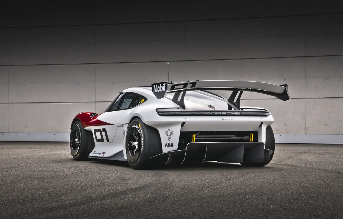 Photo wallpaper Porsche, motorsports, rear view, Mission R, Porsche Mission R, rear wing