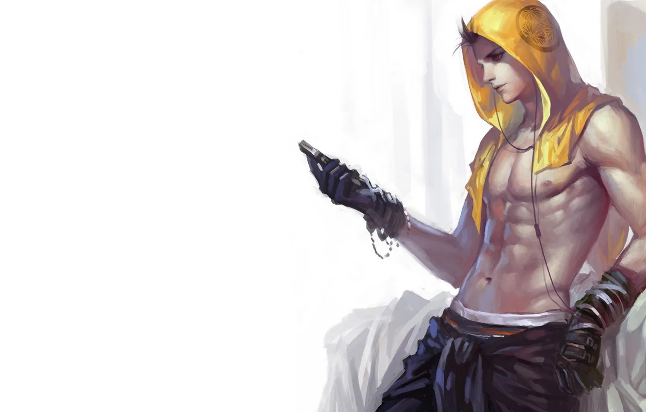 Photo wallpaper headphones, hood, guy, Sengoku Basara, The Era Of Unrest