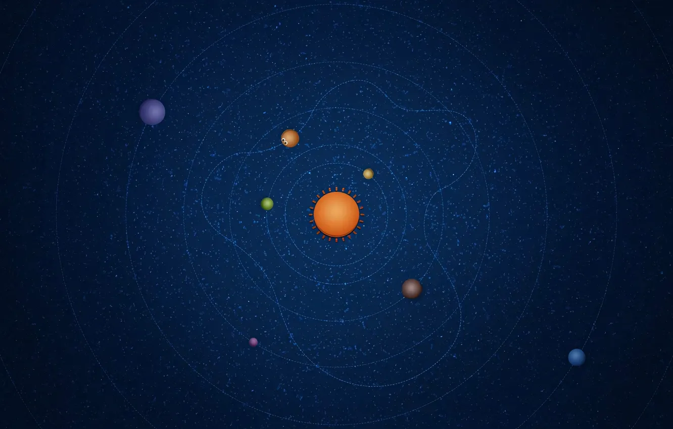 Photo wallpaper planet, trajectory, vladstudio, blue background