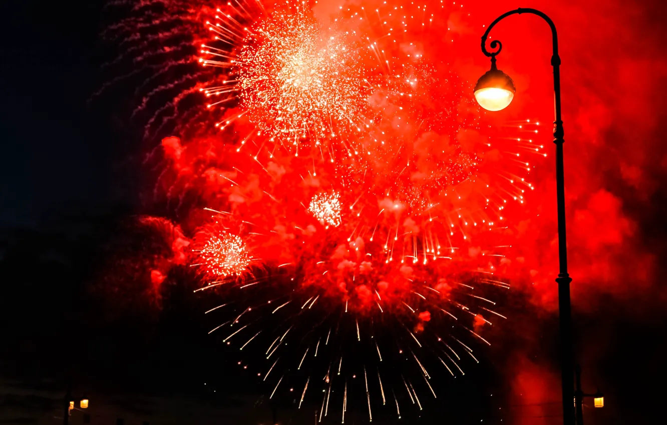 Photo wallpaper the city, salute, Saint Petersburg, victory day, May 9, 2017, over the Neva