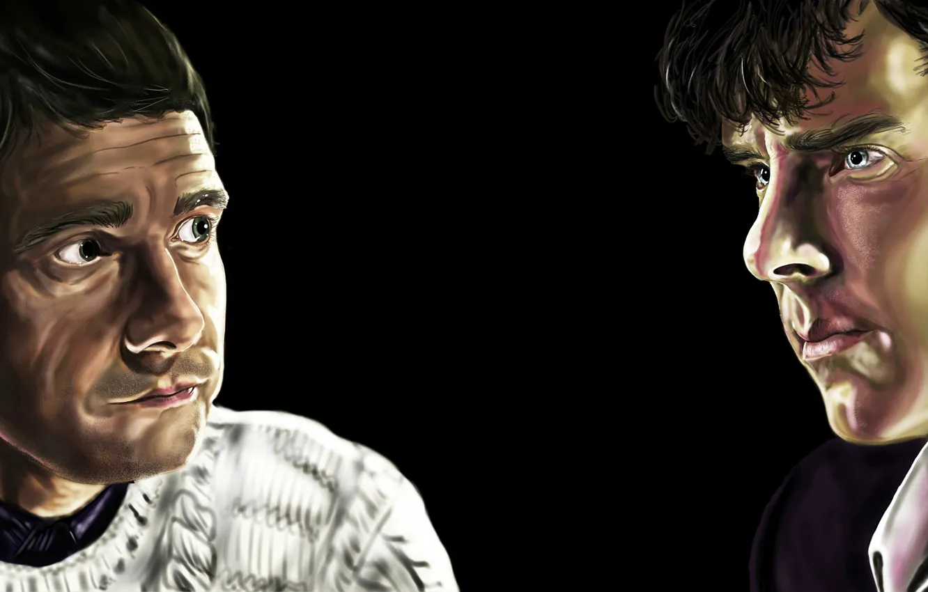 Photo wallpaper art, Sherlock Holmes, Martin Freeman, Benedict Cumberbatch, Sherlock, Sherlock BBC, Sherlock Holmes, John Watson