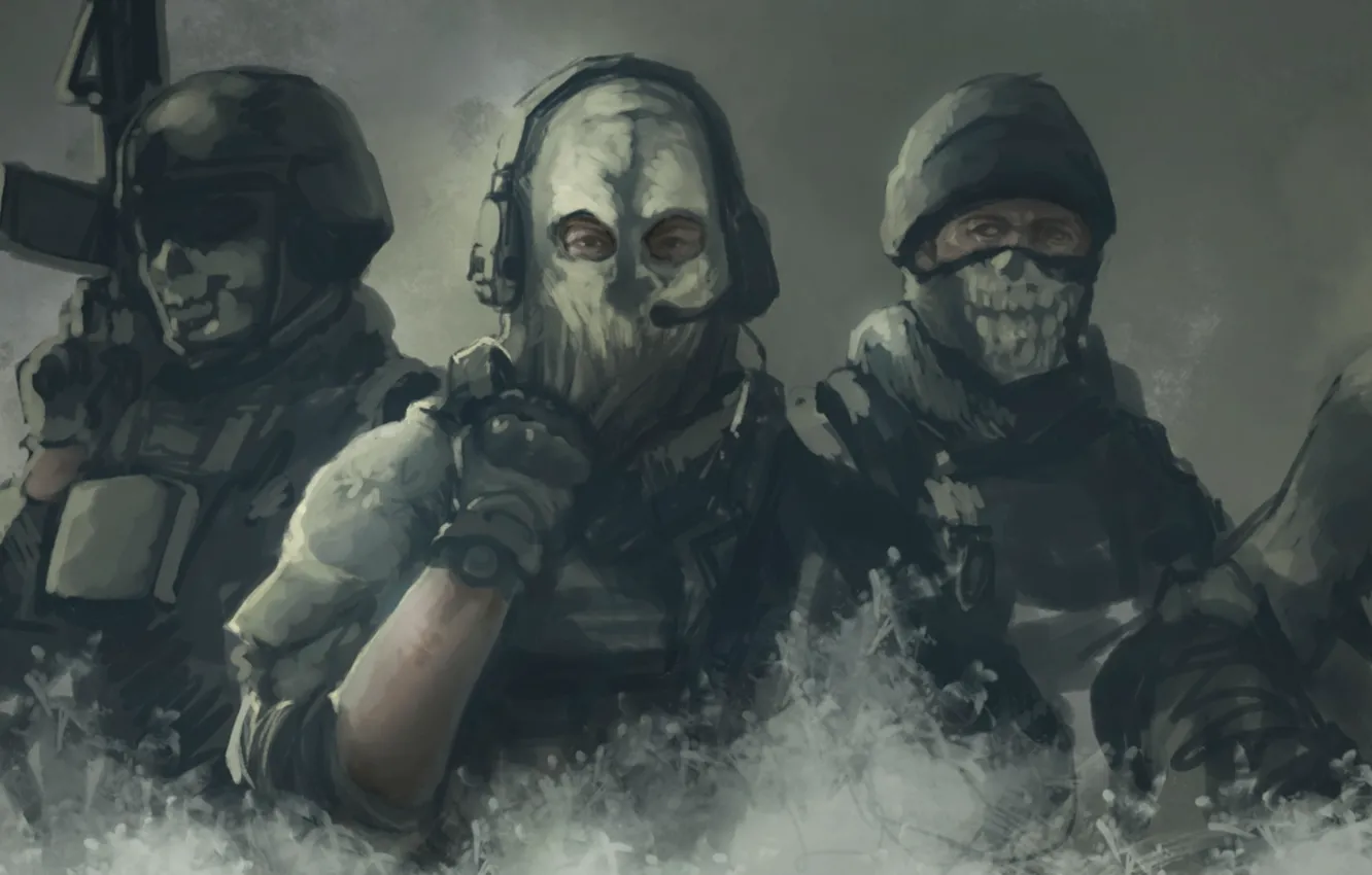 Photo wallpaper mask, call of duty, art, special forces, Call of Duty: Ghosts, ghosts