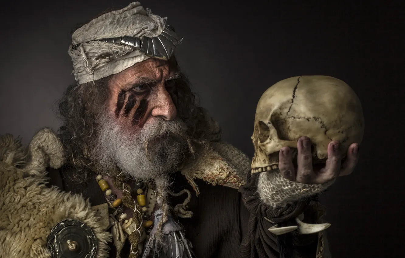 Photo wallpaper people, skull, portrait